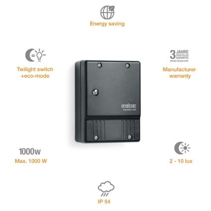 STEINEL 550318 - Dämmerungsschalter NightMatic 2000 schwarz IP54