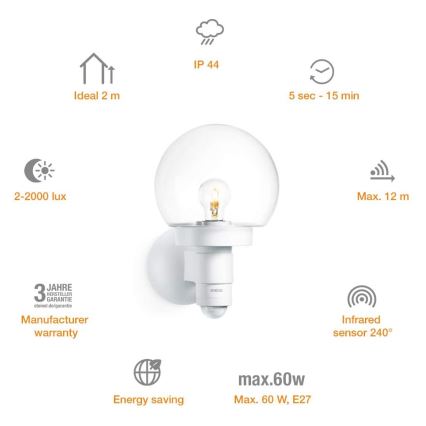 Steinel 657413 - Außensensor-Leuchte L 115 S 1xE27/60W/230V IP44