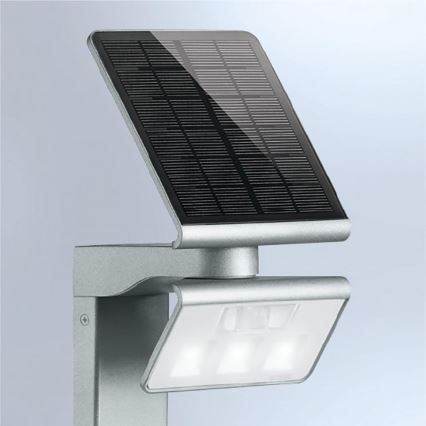 STEINEL 671211 - Solární senzorový LED reflektor XSolar GL-S 0,5W/LED stříbrná