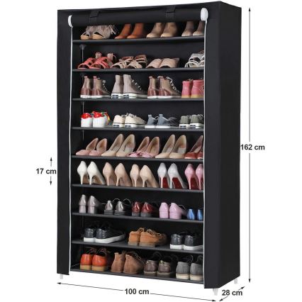 Stoffschrank mit Regalen MATIS 100x162 cm schwarz