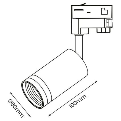 Strahler für 3-Phasen-Schienensystem PIPE 1xGU10/25W/230V schwarz