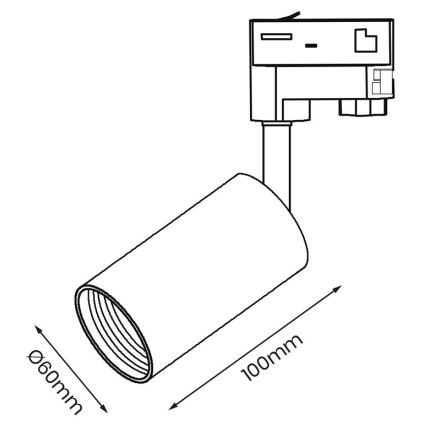 Strahler für 3-Phasen-Schienensystem PIPE 1xGU10/25W/230V schwarz