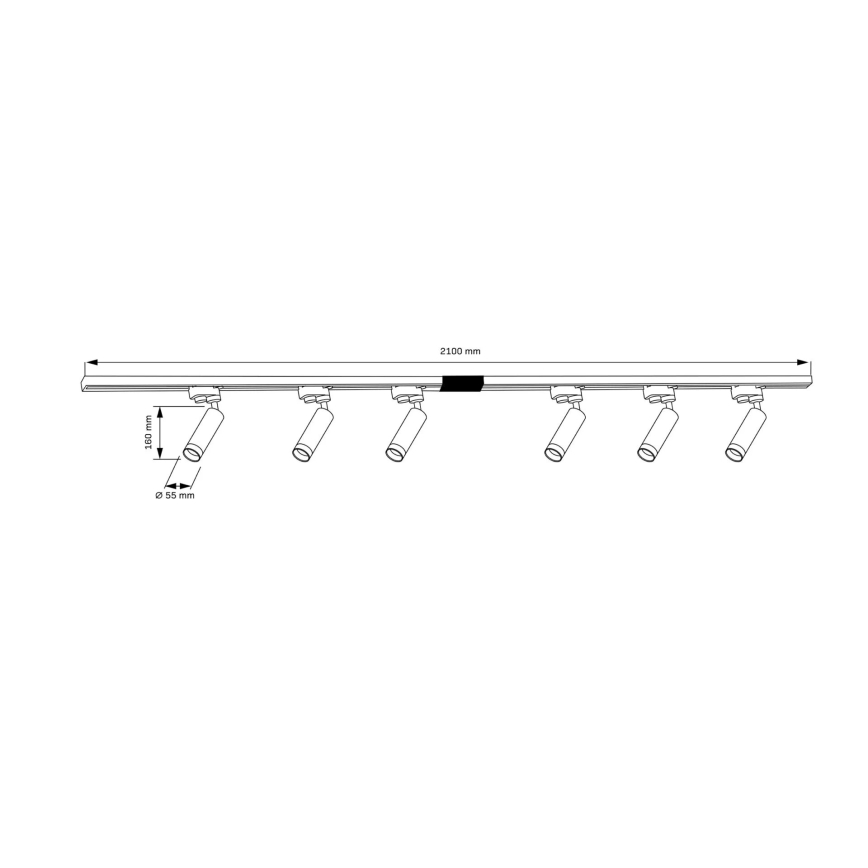 Strahler für Schienensystem FADO 6xGU10/10W/230V + 2x1 m Schienensystem schwarz