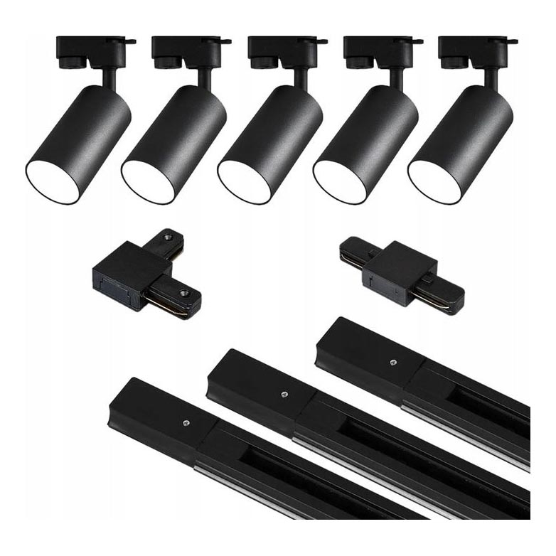 Strahler in Schienensystem 5xGU10/25W/230V schwarz