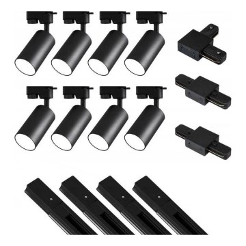 Strahler in Schienensystem 8xGU10/25W/230V 4 m schwarz