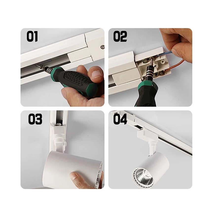 Strahler in Schienensystem 8xGU10/25W/230V 4 m schwarz