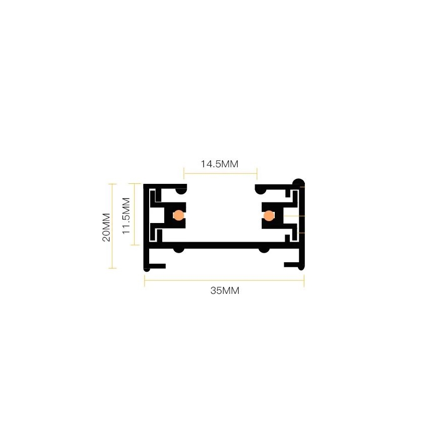 Strahler in Schienensystem 8xGU10/25W/230V 4 m schwarz
