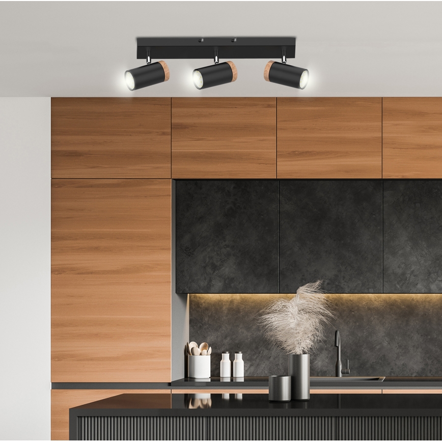 Strahler LAGOS 3xGU10/15W/230V schwarz/braun