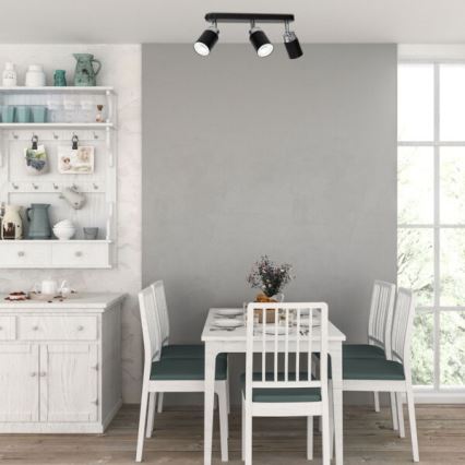 Strahler RENO 3xGU10/8W/230V schwarz/glänzendes Chrom