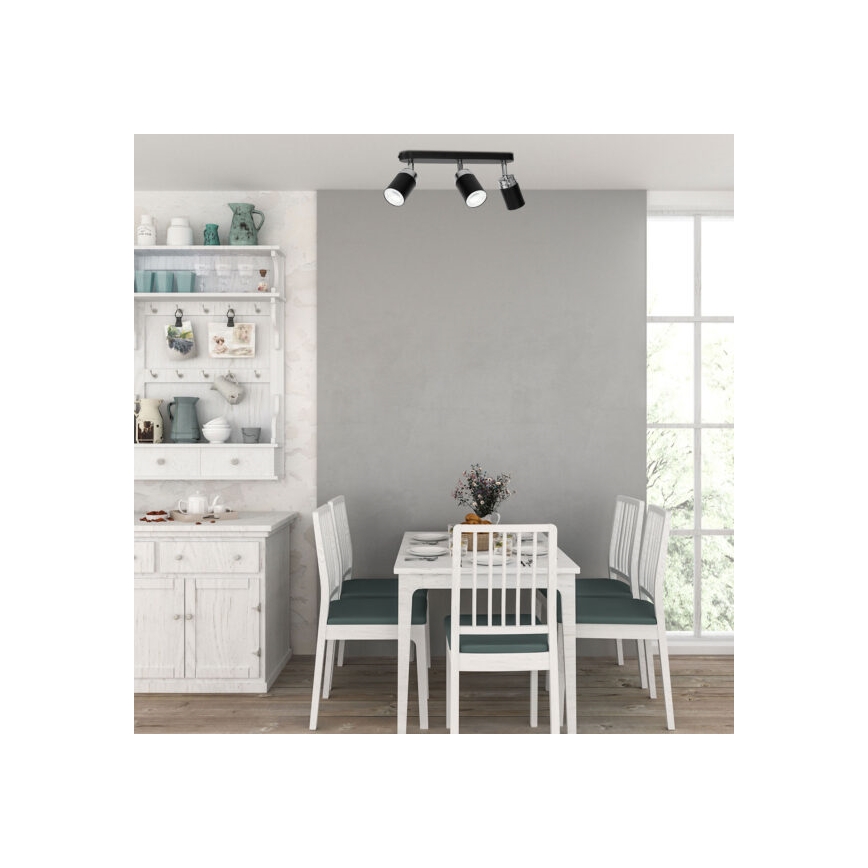 Strahler RENO 3xGU10/8W/230V schwarz/glänzendes Chrom