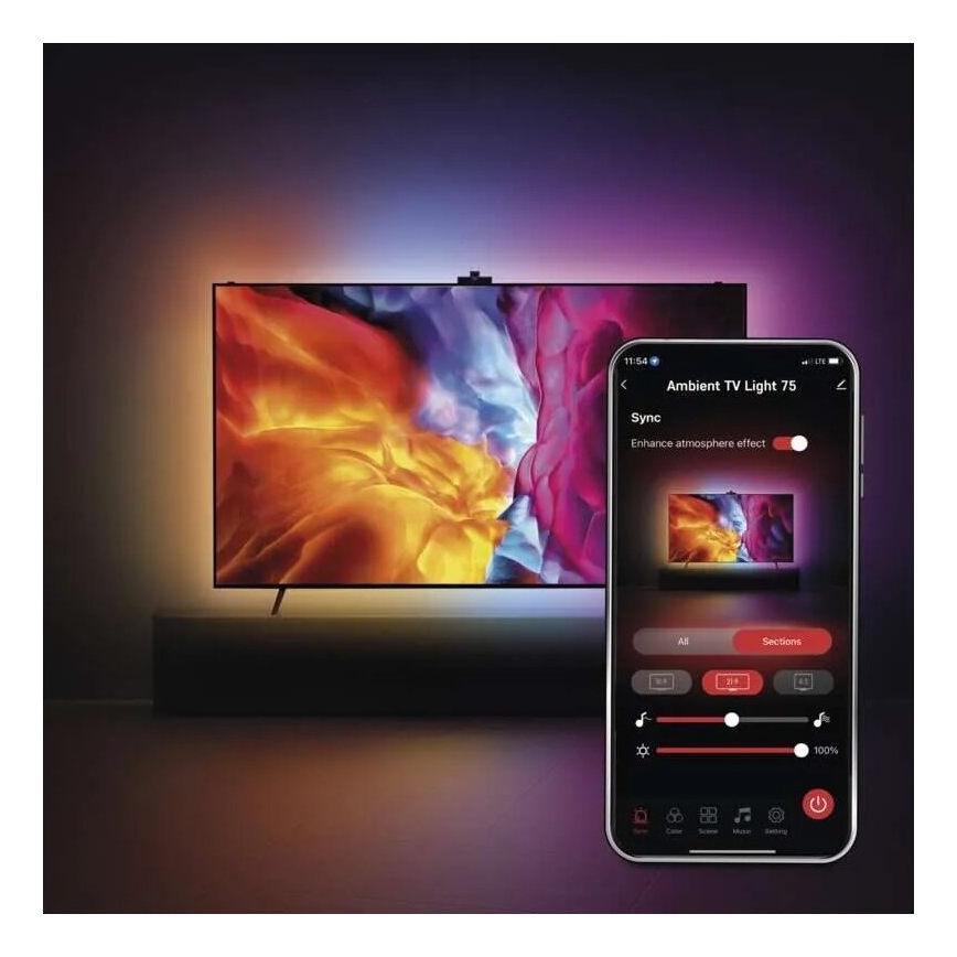 Streifen (LED RGBIC) für TV-Gerät GoSmart LED/24W/230V 75“