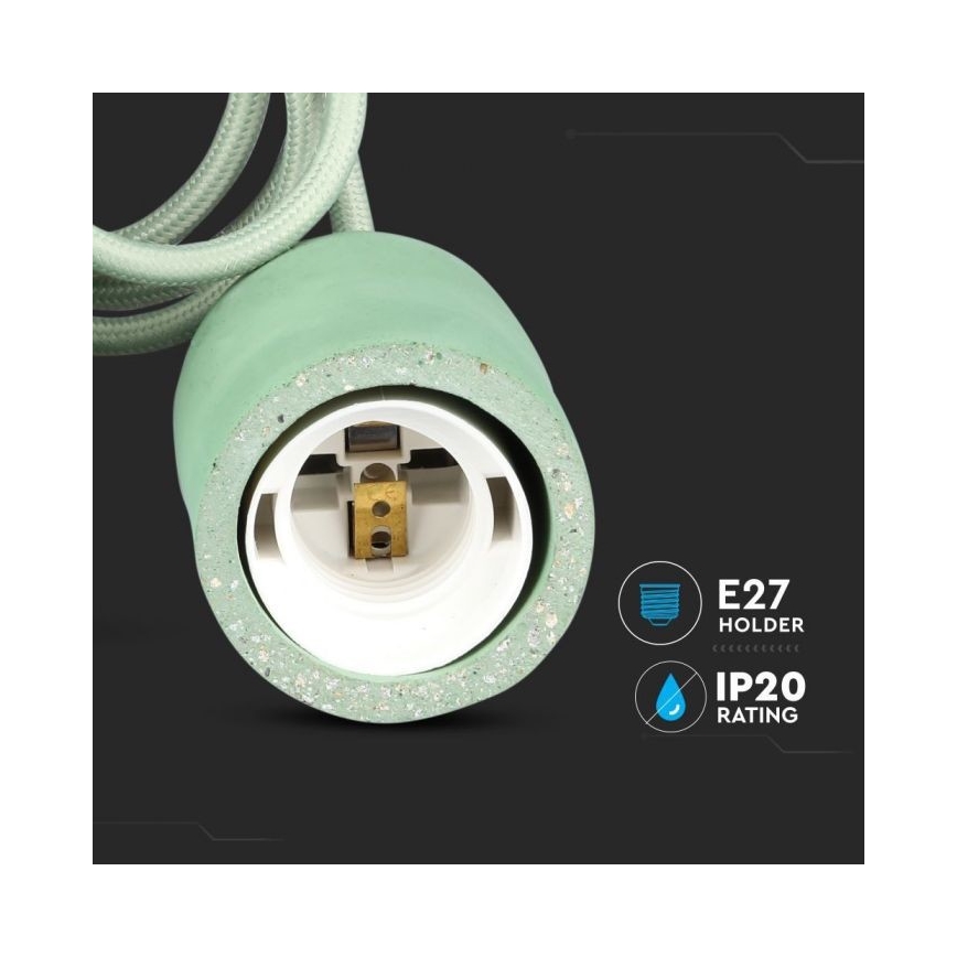 Stromkabel 1xE27/60W/230V Beton/grün