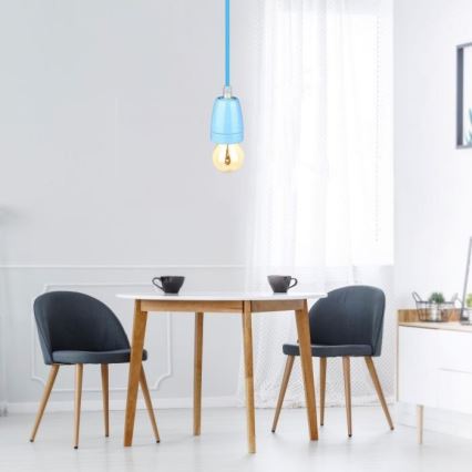 Stromkabel 1xE27/60W/230V blau/Porzellan