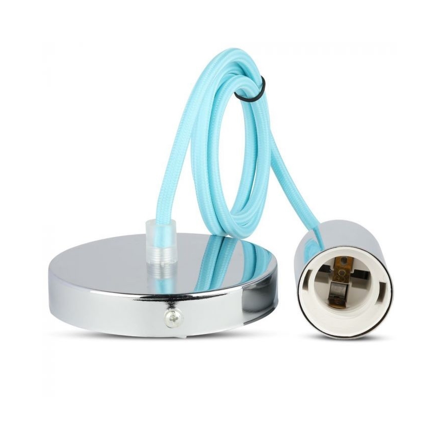 Stromkabel 1xE27/60W/230V hellblau/glänzendes Chrom