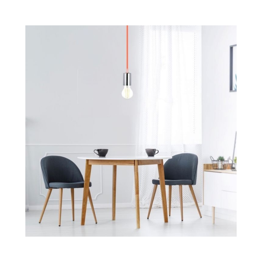 Stromkabel 1xE27/60W/230V orange/glänzendes Chrom