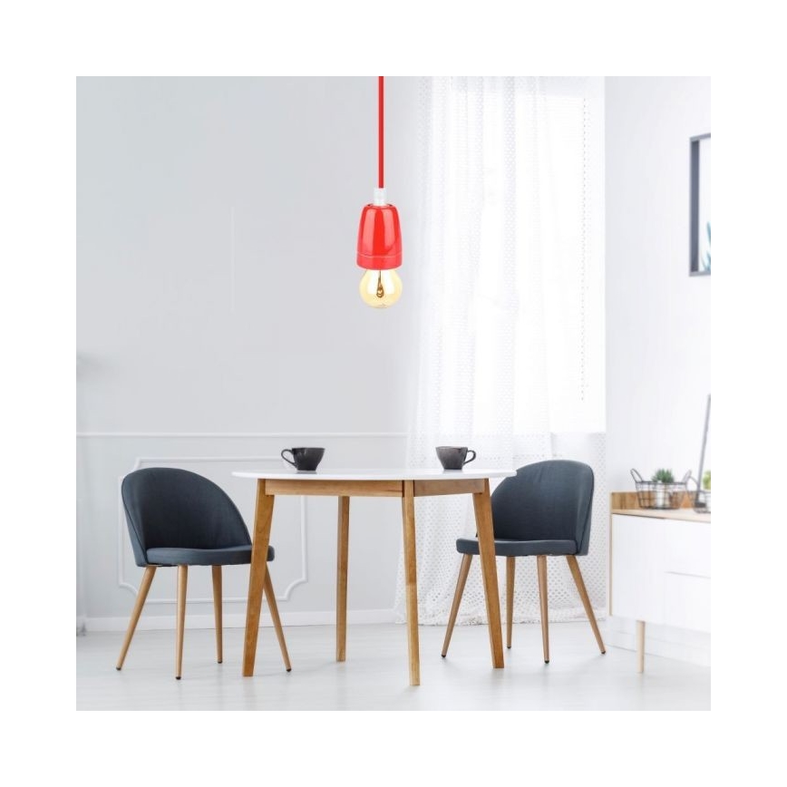Stromkabel 1xE27/60W/230V rot/Porzellan