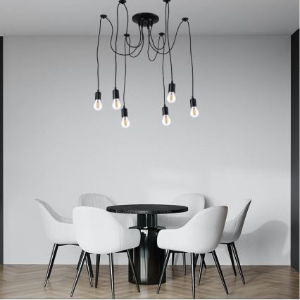 Stromkabel 6xE27/60W/230V Spinne schwarz