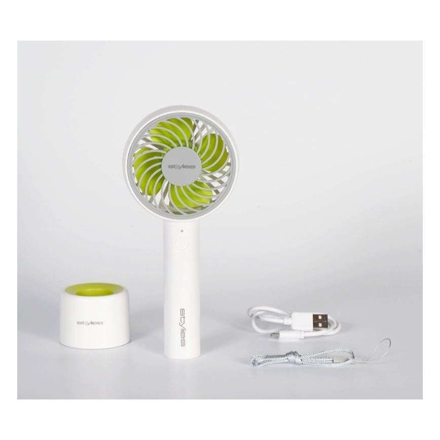 Stylies - Wiederaufladbarer Handventilator LACERTA 4W/5V 2500 mAh weiß