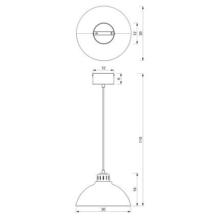 Deckenleuchte an Kabel SVEN 1xE27/15W/230V rot