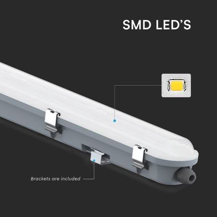 Technische LED-Feuchtraumleuchte mit Bewegungs- und Dämmerungssensor, 48 W, 230 V, IP65, 4000 K, 150 cm