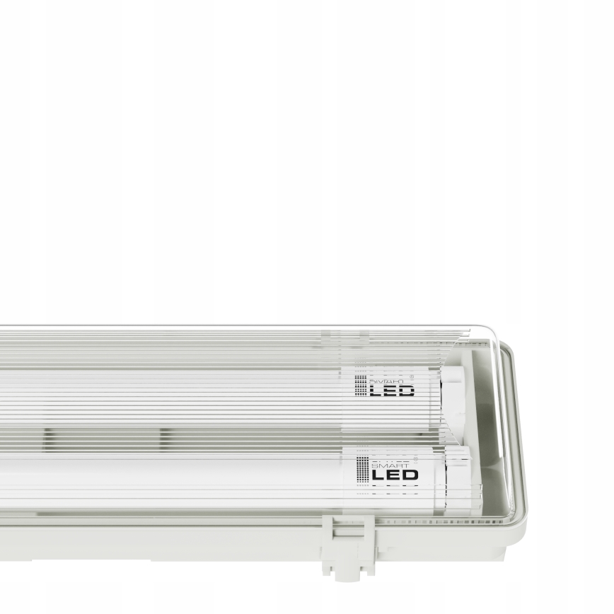 Technische LED-Röhrenleuchte T8, 2x G13, 20 W, 230 V, 6500 K, 120 cm, IP65, Weiß