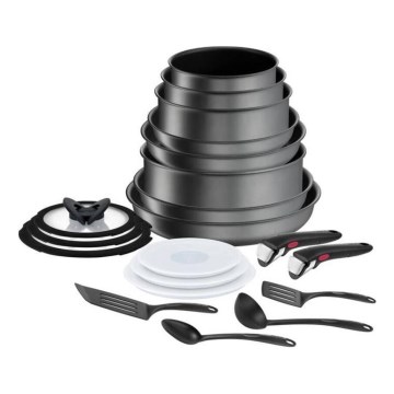 Tefal - 20-teiliges Kochgeschirrset INGENIO DAILY CHEF ON schwarz