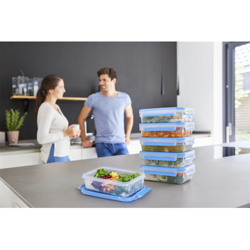 Tefal - 6er-Set Frischhaltebehälter 0,8 l MASTER SEAL FRESH, blau