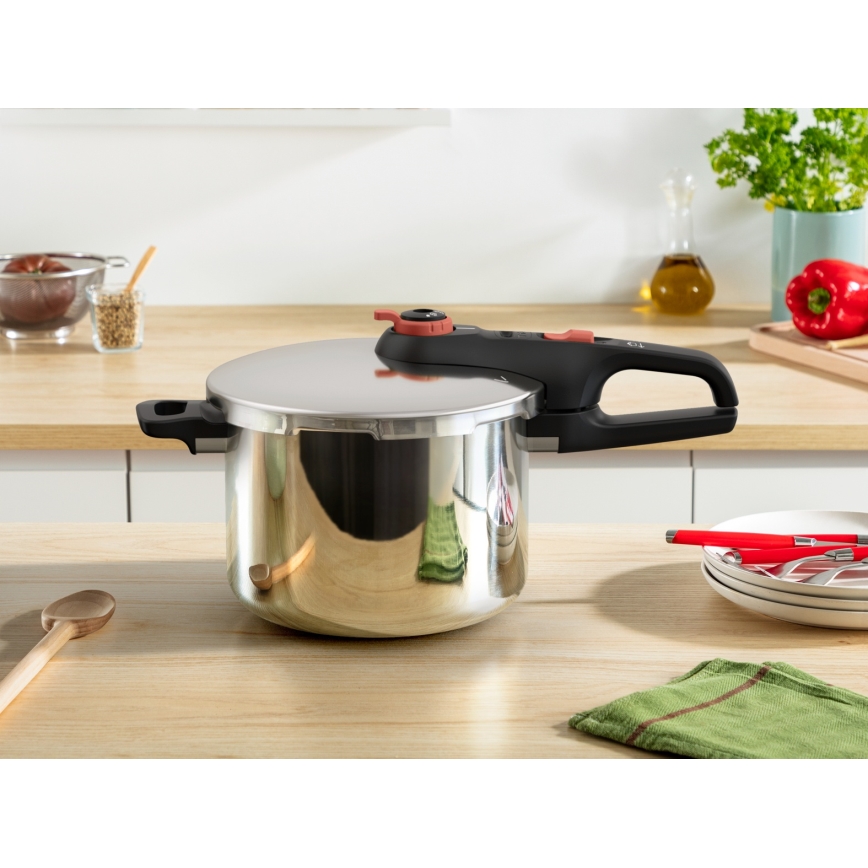 Tefal - Druckkochtopf 6 l SECURE TRENDY + 5-teiliges INGENIO EMOTION-Set