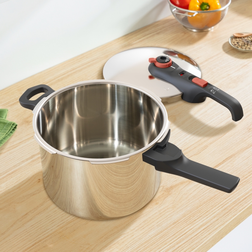 Tefal - Druckkochtopf 6 l SECURE TRENDY + 5-teiliges INGENIO EMOTION-Set