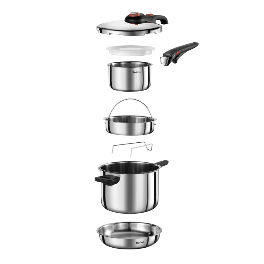 Tefal - Druckkochtopf 6 l SECURE TRENDY + 5-teiliges INGENIO EMOTION-Set