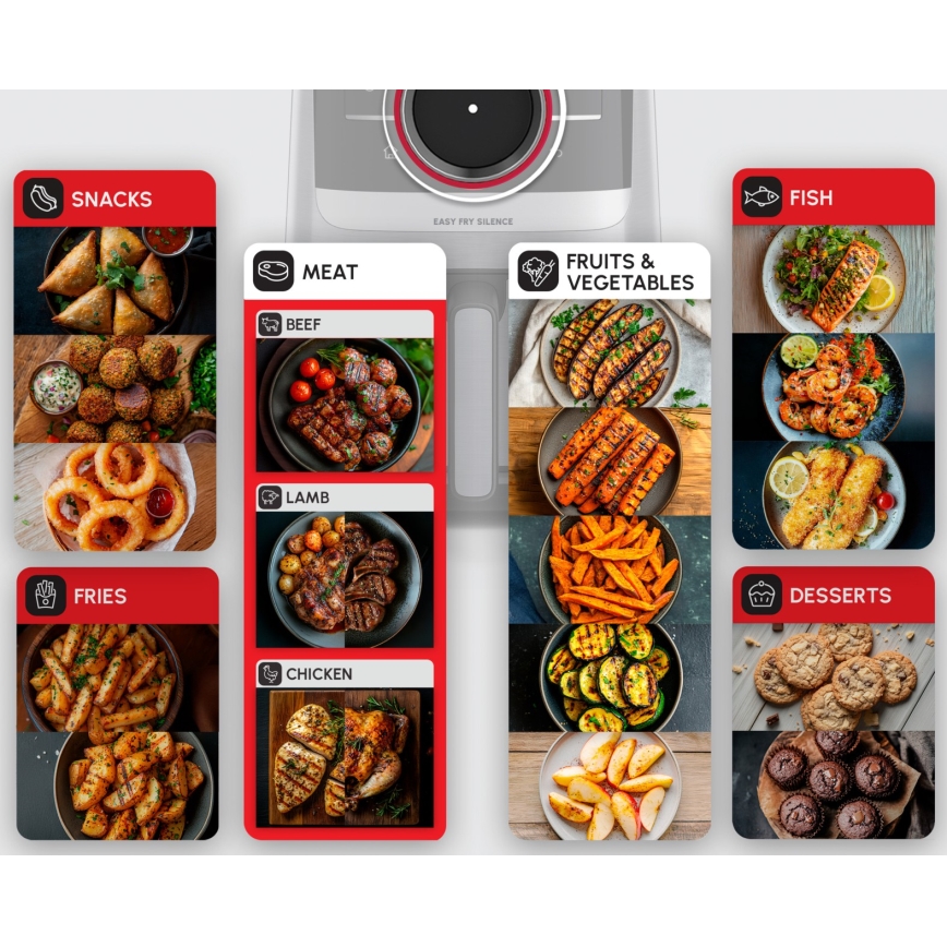 Tefal - Heißluftfritteuse 5 l EASY FRY SILENCE SMART 1400-1670W/230V