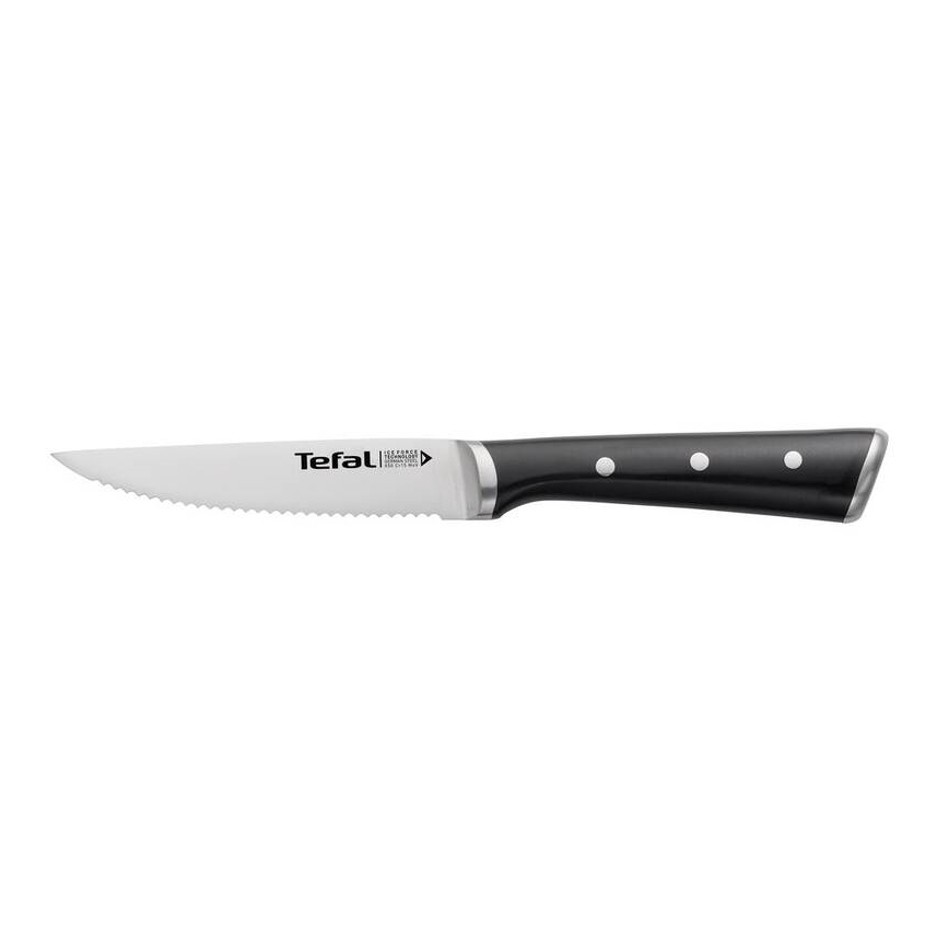 Tefal - ICE FORCE Steakmesser-Set aus Edelstahl, 11 cm, glänzender Chrom/Schwarz, 4 Stück