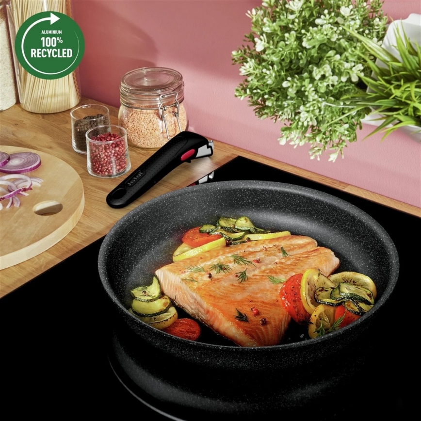 Tefal - 8-teiliges Kochgeschirr-Set INGENIO BLACK STONE