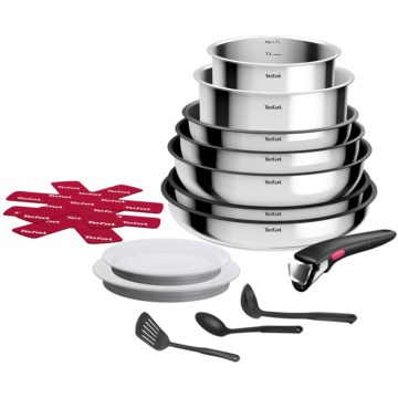Tefal - INGENIO COOK 15-teiliges Kochgeschirr-Set, Edelstahl