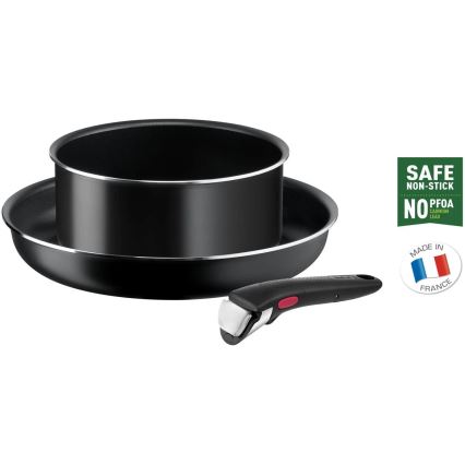 Tefal - 3-teiliges Kochgeschirr-Set INGENIO EASY COOK & CLEAN BLACK