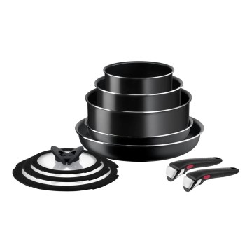 Tefal - Kochgeschirr-Set 10 Stk. INGENIO EASY COOK & CLEAN BLACK