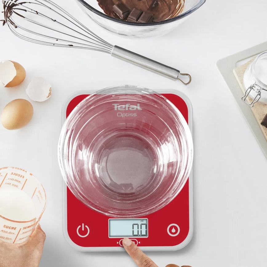 Tefal - Küchenwaage OPTISS 2xAAA rot