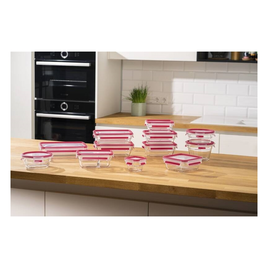 Tefal - Lebensmittelbehälter 1,1 l MSEAL GLASS rot/Glas