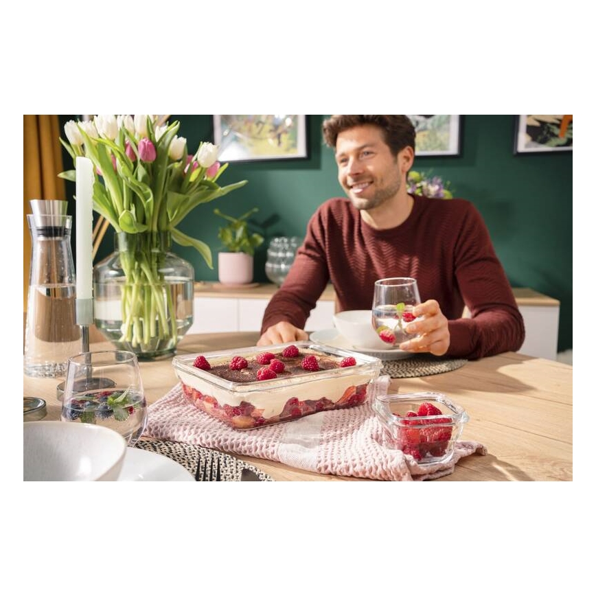 Tefal - Lebensmittelbehälter 3 l MSEAL GLASS rot/Glas