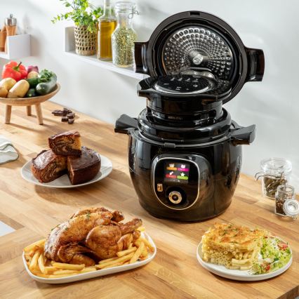 Tefal - Multifunktionaler elektrischer Schnellkochtopf mit Zubehör, 6 l, 1600 W/230 V, schwarz