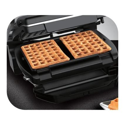 Tefal - Kontaktgrill OPTIGRILL+ INOX WAFFLES 2000W/230V schwarz/chrom