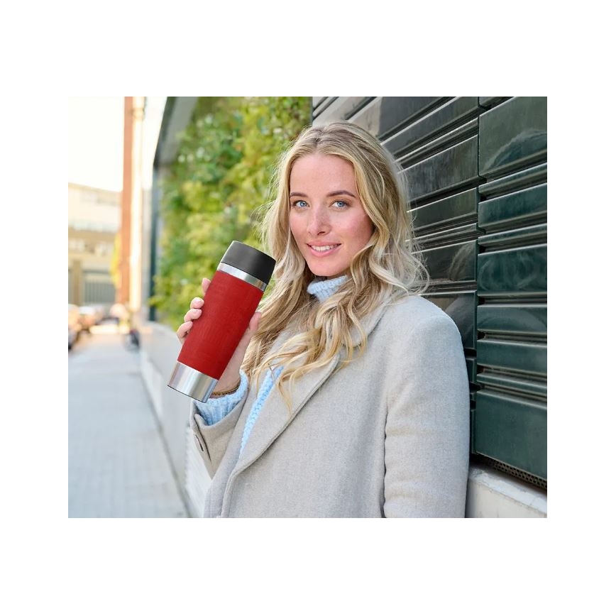 Tefal - Reisebecher 500 ml TRAVEL MUG Edelstahl/rot