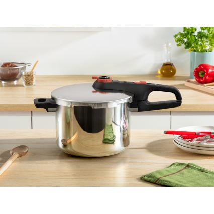 Tefal - Schnellkochtopf 6 l SECURE TRENDY + 5-teiliges Set INGENIO EMOTION