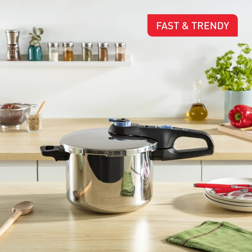 Tefal - Set aus Druckkochtöpfen 4/6 l SECURE TRENDY Edelstahl