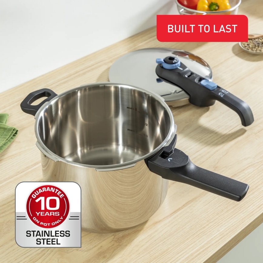 Tefal - Set aus Druckkochtöpfen 4/6 l SECURE TRENDY Edelstahl