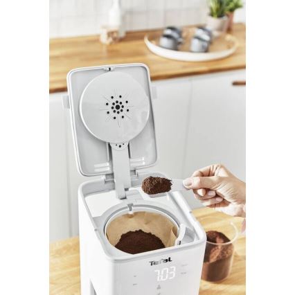 Tefal - Filterkaffeemaschine mit LCD-Display SENSE 1000W/230V weiß