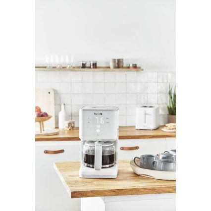 Tefal - Filterkaffeemaschine mit LCD-Display SENSE 1000W/230V weiß