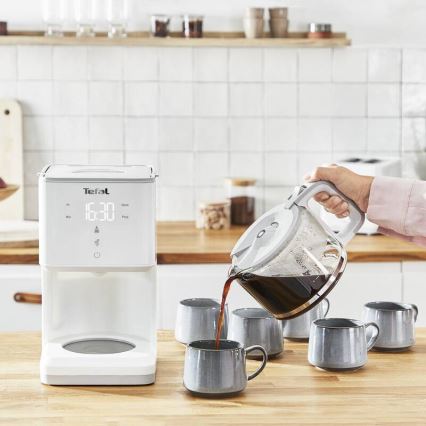 Tefal - Filterkaffeemaschine mit LCD-Display SENSE 1000W/230V weiß