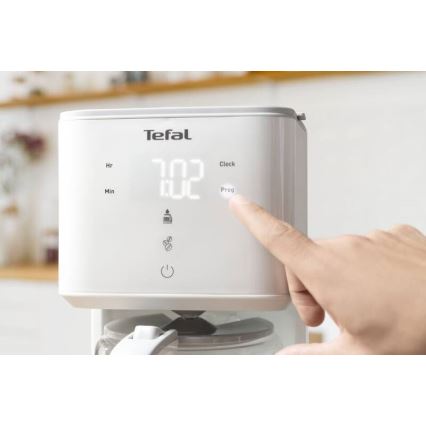 Tefal - Filterkaffeemaschine mit LCD-Display SENSE 1000W/230V weiß