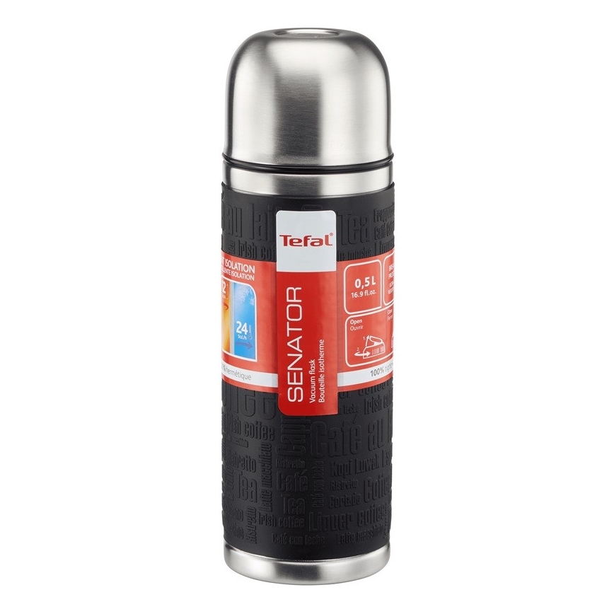 Tefal - Thermoskanne mit Becher 0,5 l SENATOR Edelstahl/schwarz